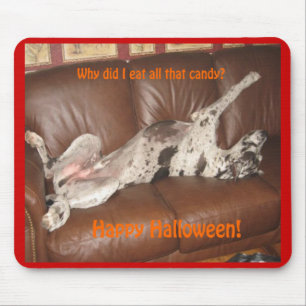 Great Dane Ate Too Much Halloween Candy Mouse Mat