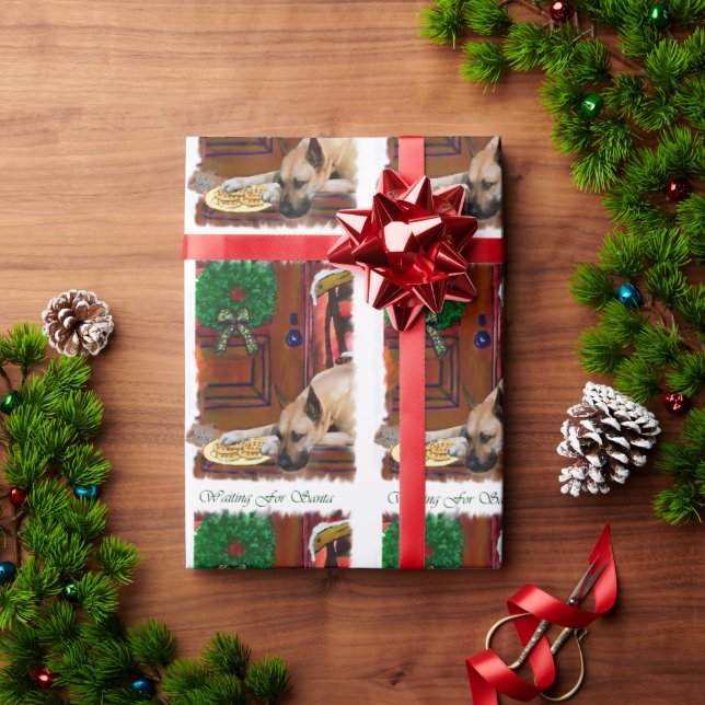 Great Dane Awaiting Christmas Wrapping Paper (Holiday Gift)