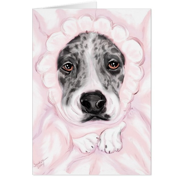 Great Dane Baby Mantled Merle Girl Announcements (Front)