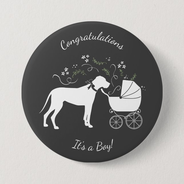 Great Dane Baby Shower 7.5 Cm Round Badge (Front)
