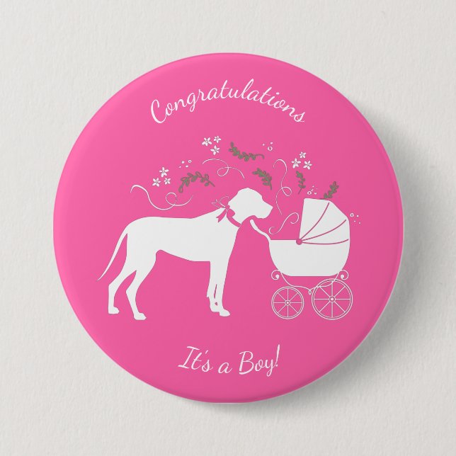 Great Dane Baby Shower 7.5 Cm Round Badge (Front)