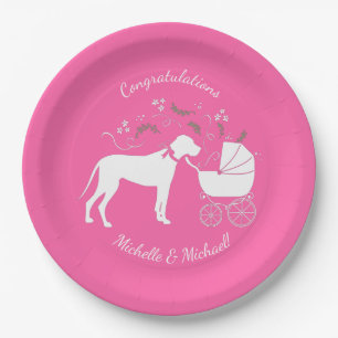 Great Dane Baby Shower Dog Puppy Paper Plate