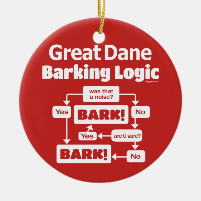 Great Dane Barking Logic Ceramic Tree Decoration (Front)