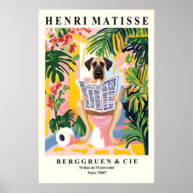 Great Dane Bathroom Print – Matisse Style Toilet (Front)