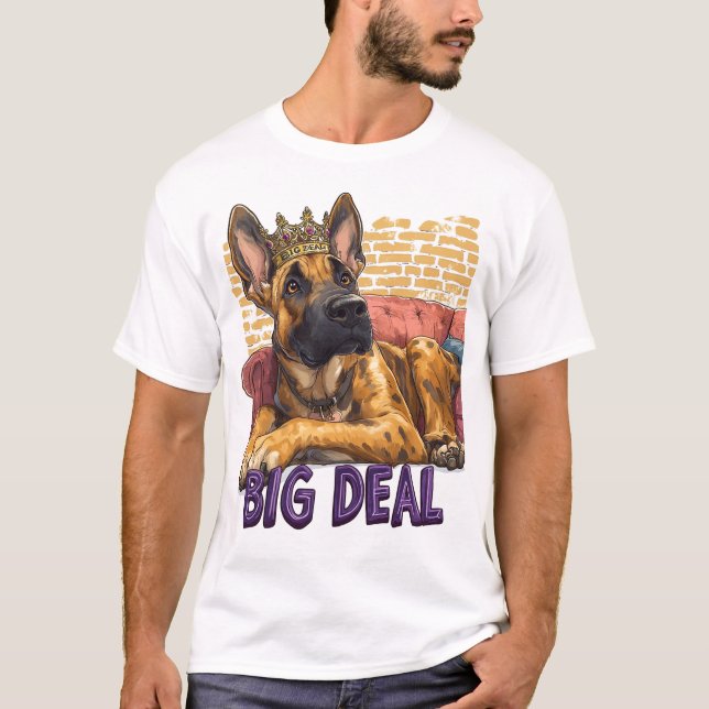 Great Dane - Big Deal Regal Cartoon Design T-Shirt (Front)
