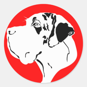 Great Dane Big Head merle Classic Round Sticker