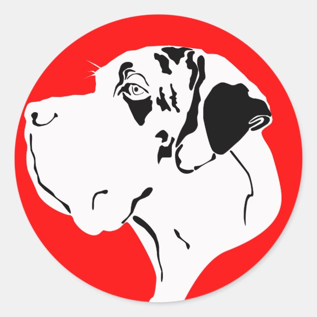 Great Dane Big Head merle Classic Round Sticker (Front)