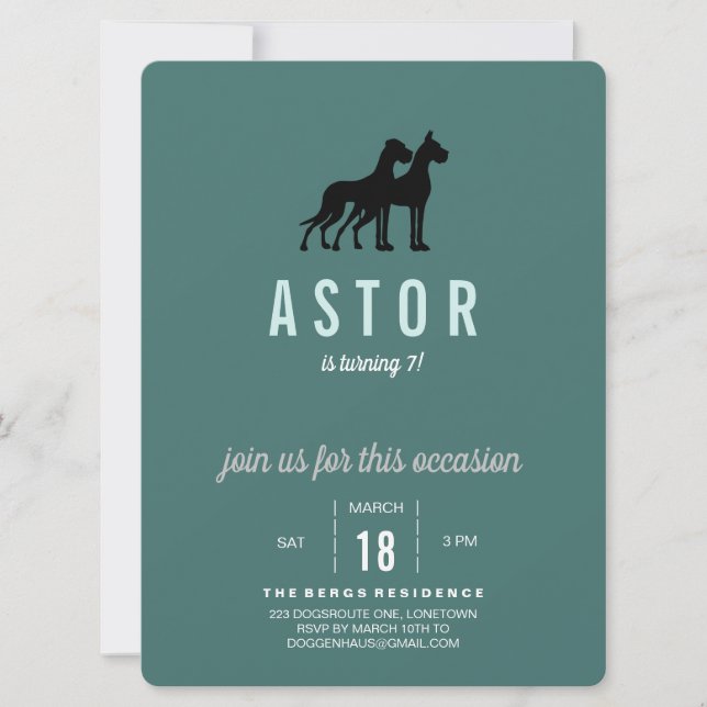 Great Dane Birthday Invitation (Front)