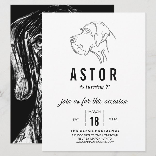 Great Dane Birthday Invitation (Front/Back)