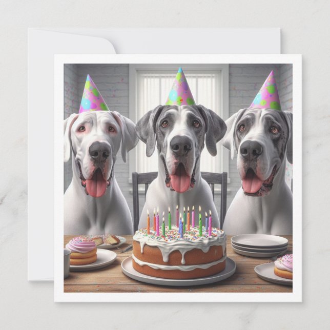 Great Dane birthday invitation, Dog birthday  Invitation (Front)