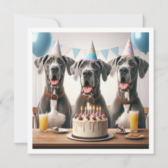 Great Dane birthday invitation, Dog birthday  Invitation (Front)