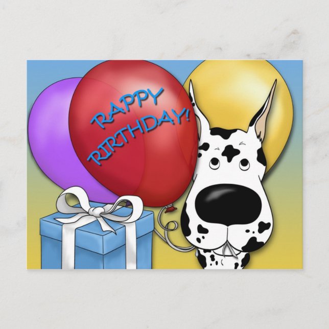 Great Dane Birthday Postcard (Front)