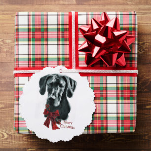 Great Dane Black Christmas Gifts Tree Decoration Card