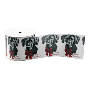 Great Dane (Black) Christmas Grosgrain Ribbon
