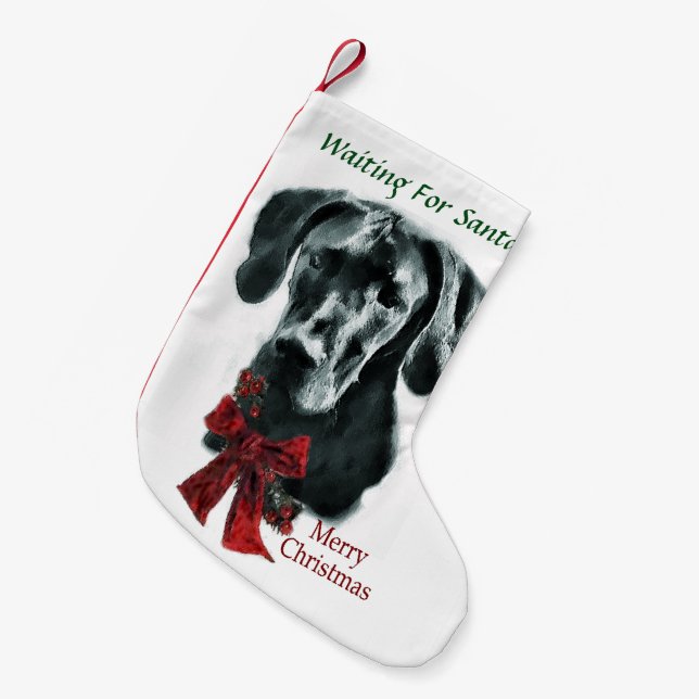 Great Dane (Black) Christmas Small Christmas Stocking (Front (Hanging))