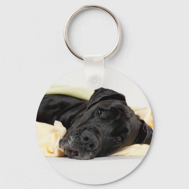 Great Dane - black / Deutsche Dogge - schwarz Key Ring (Front)