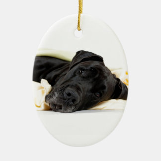 Great Dane - black / German Dogge - black Ceramic Tree Decoration