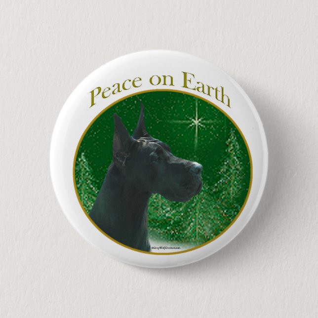 Great Dane (black) Peace 6 Cm Round Badge (Front)