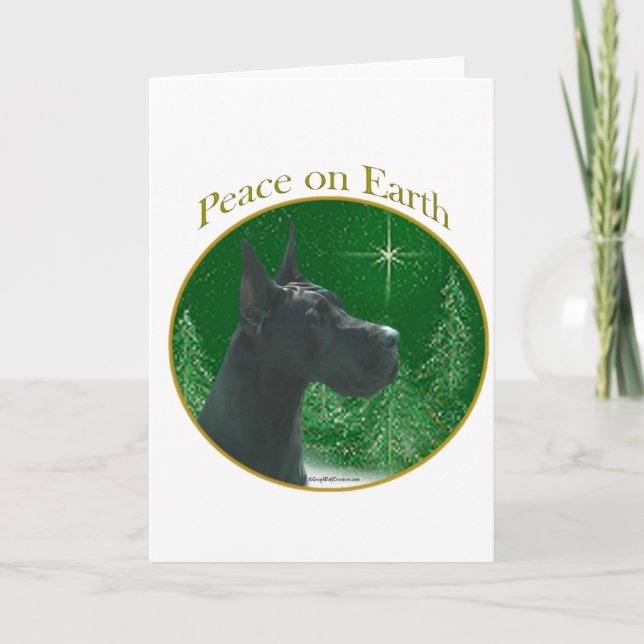 Great Dane (black) Peace Holiday Card (Front)