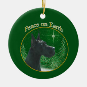 Great Dane (black) Peace Keychain Ceramic Tree Decoration