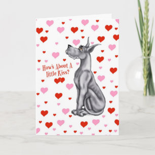 Great Dane Black Valentine's Day Kiss Holiday Card
