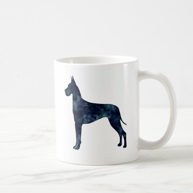 Great Dane Black Watercolor Silhouette Coffee Mug (Right)