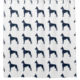 Great Dane Black Watercolor Silhouette Shower Curtain