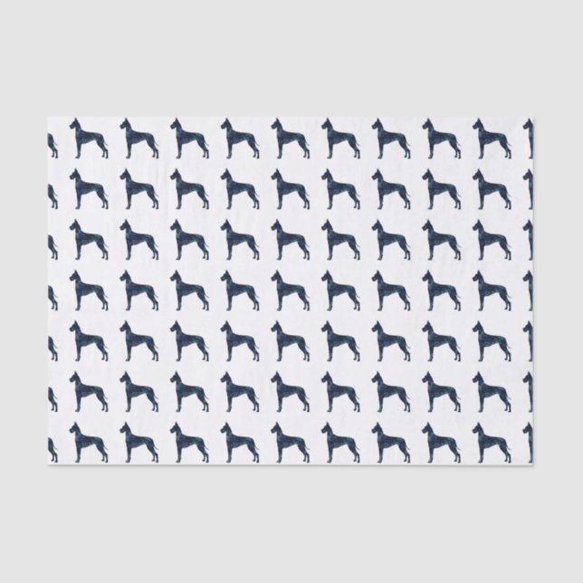 Great Dane Black Watercolor Silhouette Tissue Paper (Front)