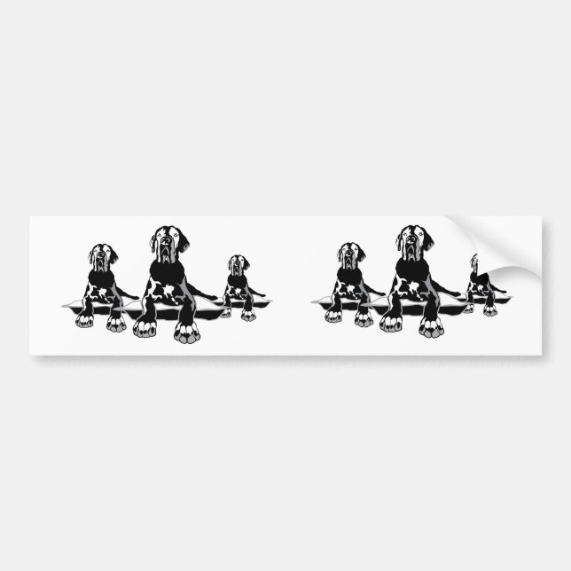Great Dane black white minimal  Bumper Sticker (Front)