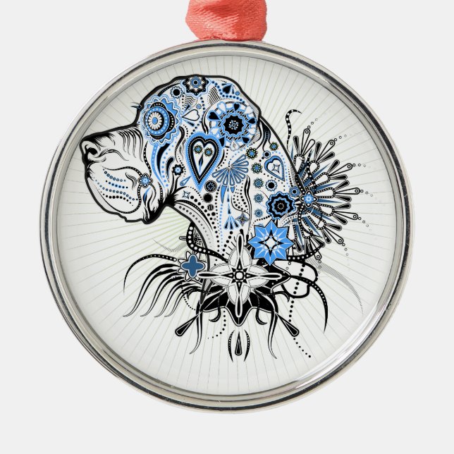 Great Dane Blackheart  Metal Tree Decoration (Front)