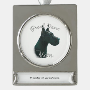 Great Dane (blk) Mum 2 Silver Plated Banner Ornament