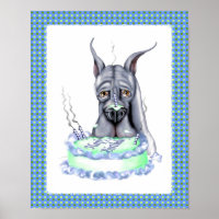 Great Dane Blue Birthday Cake Face