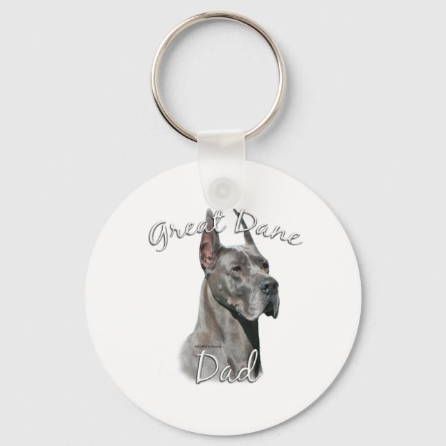 Great Dane (blue) Dad 2 Key Ring (Front)