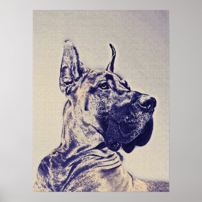great dane- blue sketch poster (Front)
