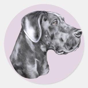 Great Dane Blue Uncropped Classic Round Sticker