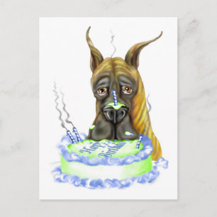 Great Dane Brindle Birthday Cake Postcard