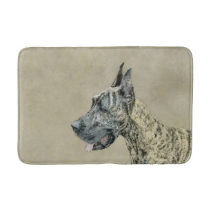 Great Dane (Brindle) Painting - Original Dog Art Bath Mat