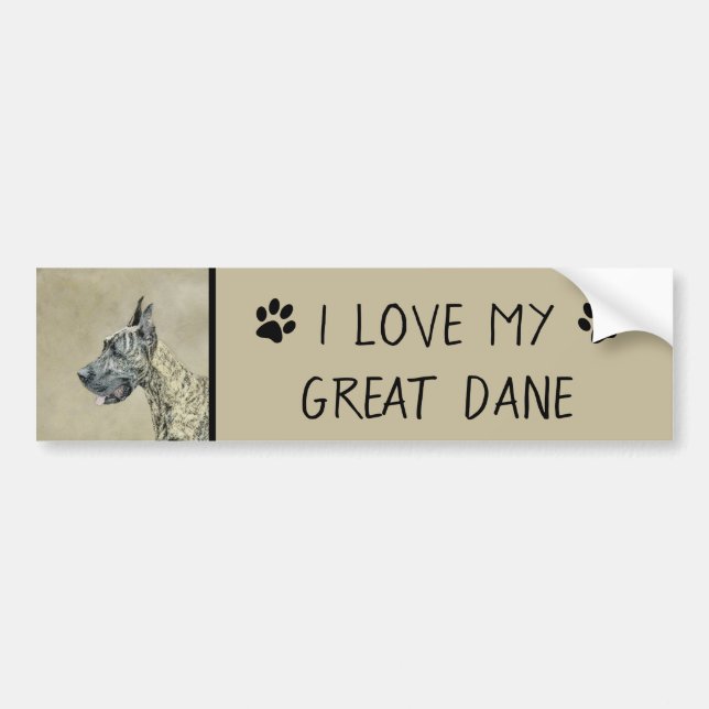 Great Dane (Brindle) Painting - Original Dog Art Bumper Sticker (Front)