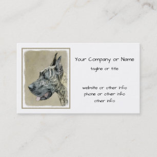 Great Dane (Brindle) Painting - Original Dog Art Business Card