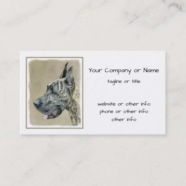 Great Dane (Brindle) Painting - Original Dog Art Business Card (Front)