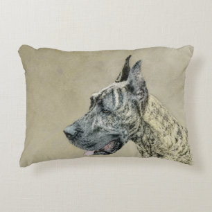 Great Dane (Brindle) Painting - Original Dog Art Decorative Cushion