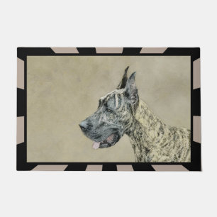 Great Dane (Brindle) Painting - Original Dog Art Doormat