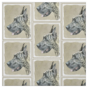 Great Dane (Brindle) Painting - Original Dog Art Fabric