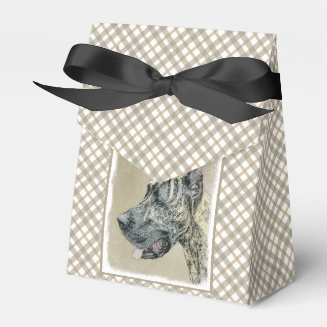 Great Dane (Brindle) Painting - Original Dog Art Favour Box (Front Side)