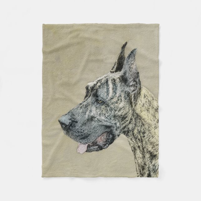 Great Dane (Brindle) Painting - Original Dog Art Fleece Blanket (Front)