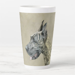 Great Dane (Brindle) Painting - Original Dog Art Latte Mug