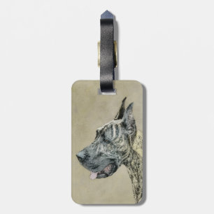 Great Dane (Brindle) Painting - Original Dog Art Luggage Tag