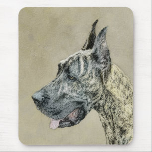 Great Dane (Brindle) Painting - Original Dog Art Mouse Mat