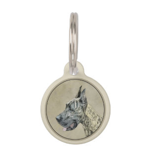 Great Dane (Brindle) Painting - Original Dog Art Pet Tag