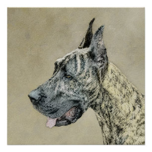 Great Dane (Brindle) Painting - Original Dog Art Poster